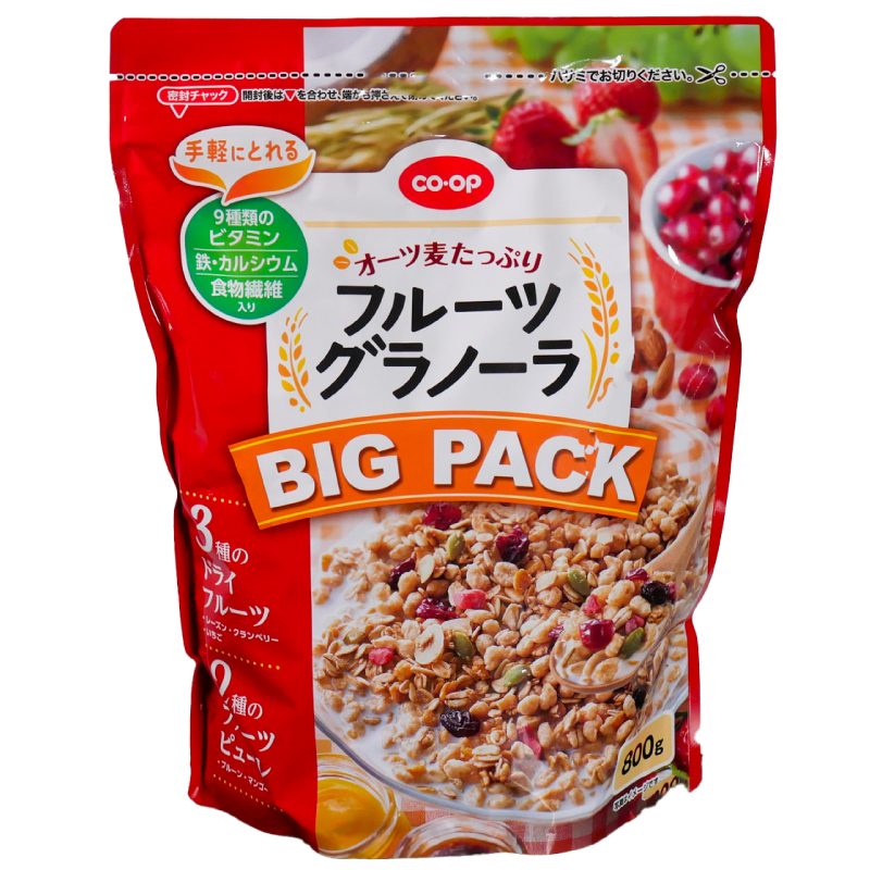 CO･OP オーツ麦たっぷりフルーツグラノーラ　ビッグパック（鉄、Ca、9種ビタ、繊維） 800g